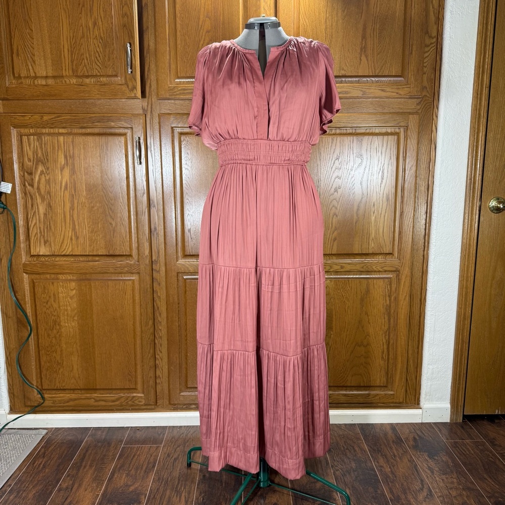 Anthropologie Dusty Rose Tiered Maxi Dress